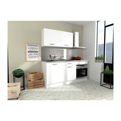Cocina completa OSLO – L 180 cm – Blanco mate – Encimera incluida